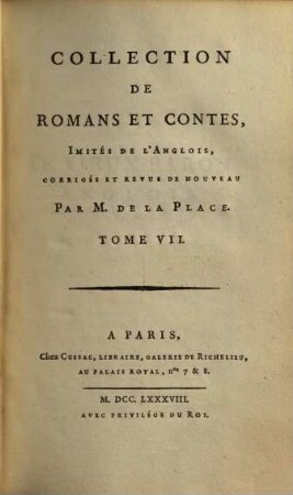Collection de romans et contes, imités de l'anglois, 7
