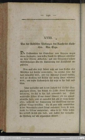 XVIII. Von den schädlichen Wirkungen des Rauchs der Kalchöfen. Von Sage