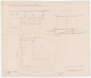 Jugoslawische Gesandtschaft, Berlin-Tiergarten: Garage Lageplan 1:250, Grundriss 1:100, Schnitt 1:100