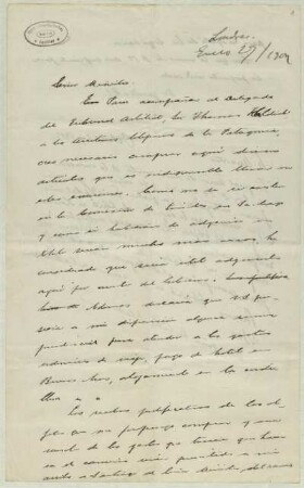 [40]: Briefentwürfe von Hans Steffen zur Patagonien-Expedition und zum Londoner Grenztribunal