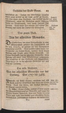 Das zweyte Buch. Von der assyrischen Monarchie