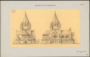 Evangelische Gnadenkirche (Augustakirche), Berlin-Mitte 5. Projekt: Seitenansicht, Choransicht