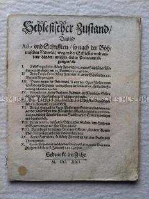 Quellensammlung zur Lage Schlesiens während des Dreißigjährigen Krieges