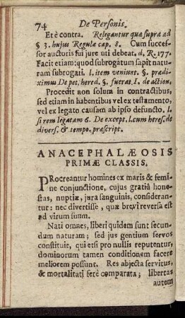 Anacephalæosis Primæ Classis.