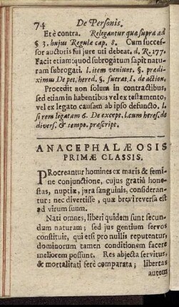 Anacephalæosis Primæ Classis.
