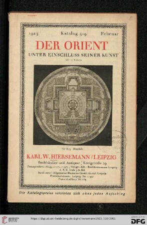 Nr. 519: Katalog: Der Orient unter Einschluss seiner Kunst