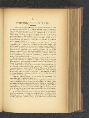 Chronique des Livres.