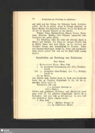 Vorschriften zur Bereitung von Holzbeizen