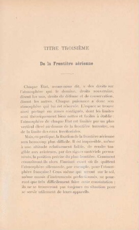 Titre troisième. De la Frontiere aérienne