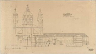 Gsaenger, Gustav; München, Theatinerstr.; Bayerisches Kultusministerium, Erweiterung - Vorprojekt Erweiterungsbau, Theatinerstr. Hofseite (Schnitt)