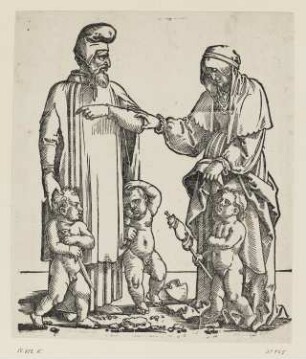Seth mit seiner Frau und Kinders, Blatt 2 der Folge "Patriarchen des Alten Testaments mit ihren Frauen und Kindern"