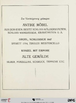 Zur Versteigerung gelangen: Antike Möbel, Alte Gemälde