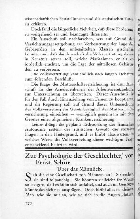Zur Psychologie der Geschlechter/ von Ernst Schur Über das Männliche.