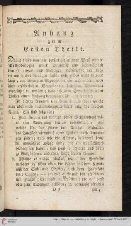 Anhang zum ersten Theile