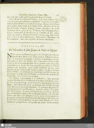 Chapitre XL. Des Chevaliers de saint Jaques de l'Epée en Espagne