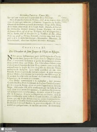 Chapitre XL. Des Chevaliers de saint Jaques de l'Epée en Espagne
