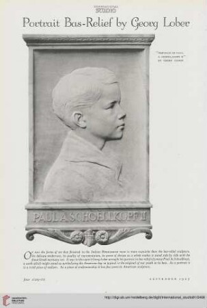 Portrait bas-relief by Georg Lober