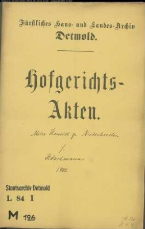 Meier Henrich zu Nieder-Heesten gegen Joh. Henrich Hövelmann in Horn - Wiese