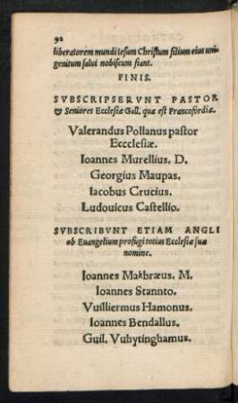 Subscripserunt Pastor et Seniores Ecclesiae ...