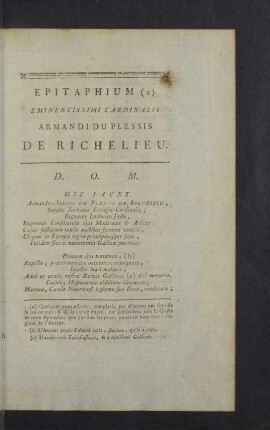 Epitaphium ... de Richelieu.