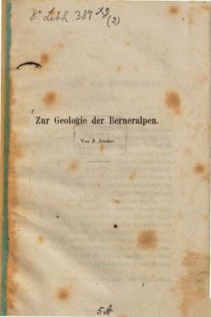 Zur Geologie der Berneralpen