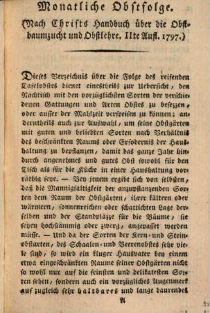 Taschenkalender auf das Jahr ... für Natur- und Gartenfreunde. 1797
