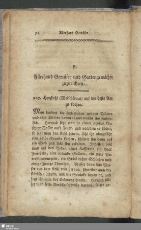 E. Allerhand Gemüser und Gartengewächse zuzurichten