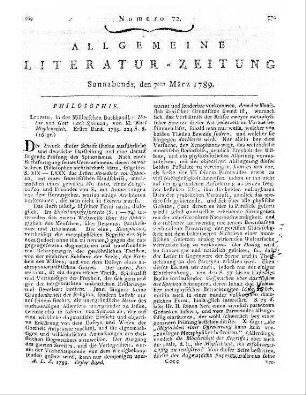 Plessing, Friedrich Viktor Leberecht: Versuche zur Aufklärung der Philosophie des ältesten Alterthums. - Leipzig : Crusius Bd.1. - 1788