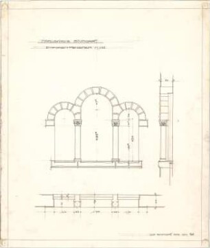 Dolmetsch, Heinrich; Stuttgart; Markuskirche - Emporenfenster (Grundriss, Ansicht, Schnitt)