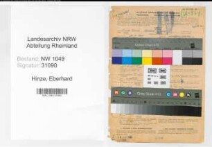Entnazifizierung Eberhard Hinze , geb. 29.05.1904 (Ingenieur)