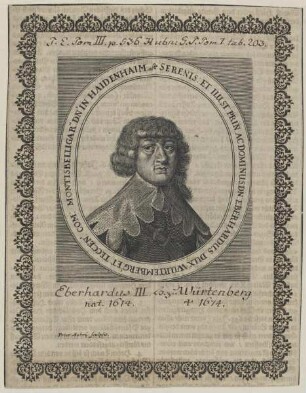 Bildnis des Eberhardus, Herzog von Württemberg