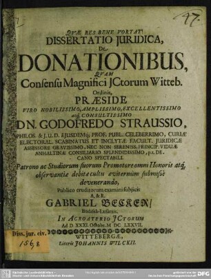 Dissertatio iuridica, de donationibus