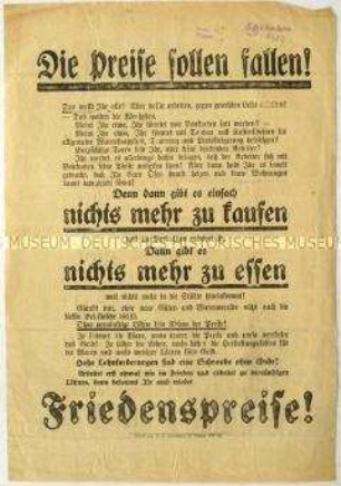 Flugblatt gegen hohe Lohnforderungen