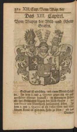 Das XIII. Capitel. Vom Wapen der Wild- und Rhein-Grafen