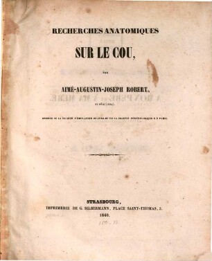 Recherches anatomiques sur le cou