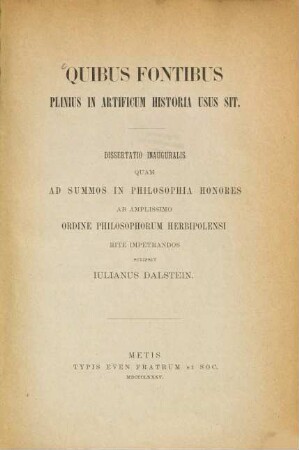 Quibus fontibus Plinius in artificum historia usus sit