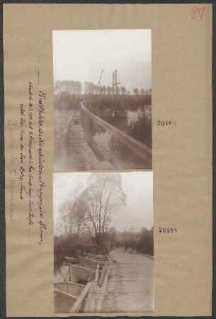 Einzelbilder der Kriegsbrücke von Eterpigny südl. Péronne, erbaut 15.-20.10.1914 v. d. 4. Komp. und 2. Res.-Komp. bayer. Pion. Regts. nebst Park-Komp. des Pion.-Belag.-Trains