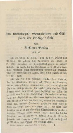 1-26 Die Weihbischöfe, Generalvikare und Offizialen der Erzdiözese Köln