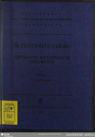 M. Terentii Varronis Satvrarvm Menippearvm fragmenta