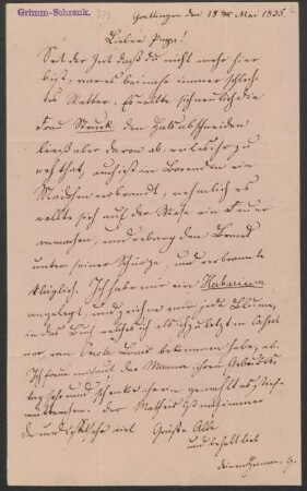 Brief an Wilhelm Grimm : 18.05.1838