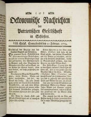 VIII. Stück. Sonnabends den 20 Februar. 1779.