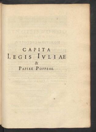 Capita Legis Iuliae & Papiae Poppeae.