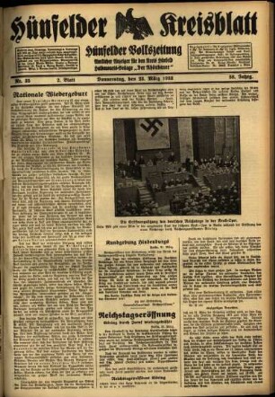 Zweite Ausgabe vom Donnerstag, den 23. März 1933.