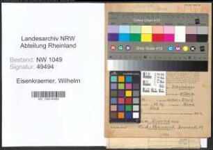 Entnazifizierung Wilhelm Eisenkraemer , geb. 20.07.1886 (Spediteur)