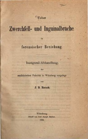 Ueber Zwerchfell- und Inguinalbrüche in forensischer Beziehung