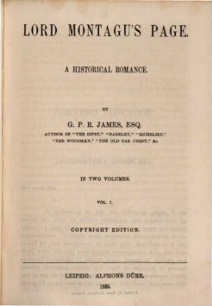Lord montagu's page : A historical Romànce, 1