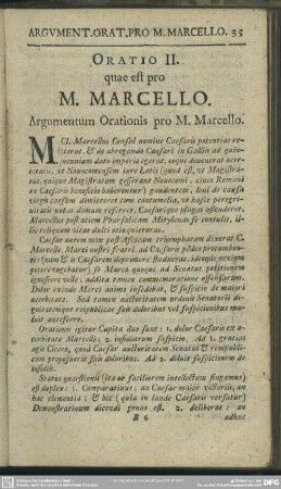 Oratio II. quae est pro M. Marcello. Argumentum Orationis pro M. Marcello
