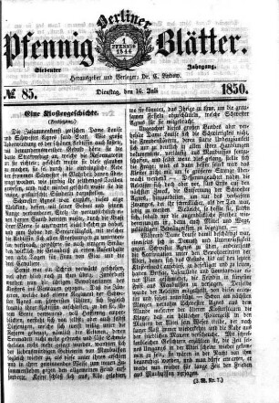 No. 85, Dienstag, den 16. Juli