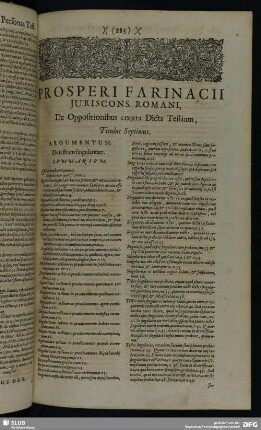 Prosperi Farinacii Juriscons Romani, De Oppositionibus contra Dicta Testium, Titulus Septimus
