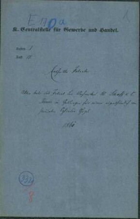 Patent der Mechaniker Krum und M. Schäff in Geislingen für einen konstruierten Zylinder-Göpel